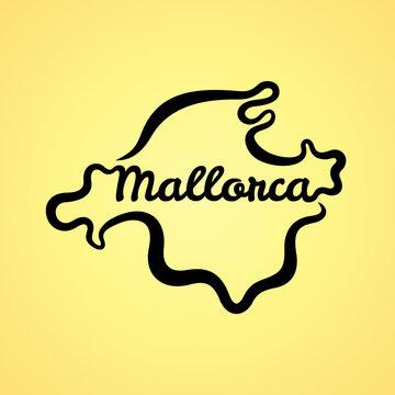 Map of Mallorca - shape and name in one line