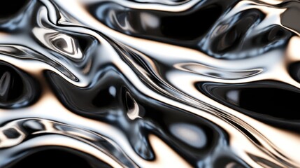 Metallic Abstraction: A visually intriguing image showcasing a fluid, reflective metallic surface with dynamic interplay of light and shadow, evoking a sense of futuristic elegance.