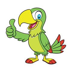 Obraz premium Parrot cartoon giving thumb up design