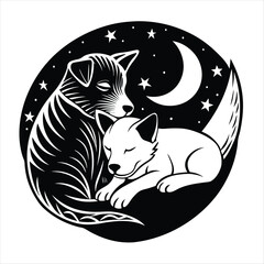 cat and dog silhouette vector style