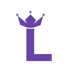Letter L Crown Logo for Queen Sign, Beauty, Fashion, Elegant, Luxury Symbol. King Logo Sign