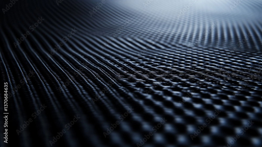 Poster close up of a dark woven material with a wavy pattern under soft lighting in a studio setting