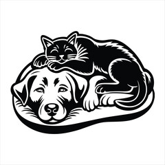 cat and dog silhouette vector style