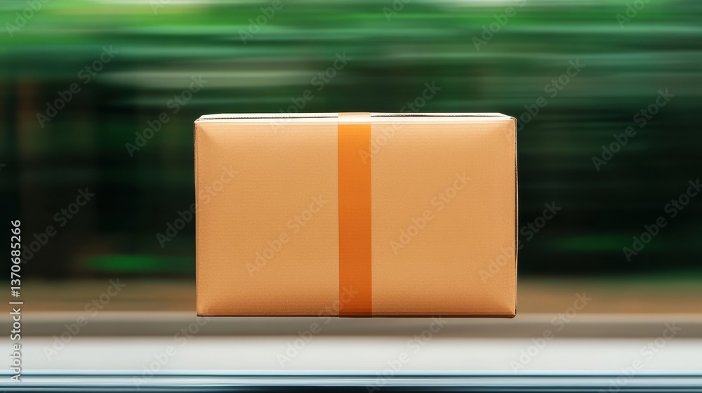 Aufkleber a blurred background showcases a fast-moving package, emphasizing speed and delivery efficiency.