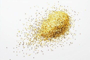 A shower of golden glitter, a burst of celebratory sparkle against a pristine white backdrop.