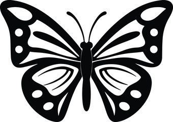 Butterfly Silhouette: A sleek, minimalistic silhouette of a butterfly, meticulously crafted with striking black lines and a hint of delicate charm