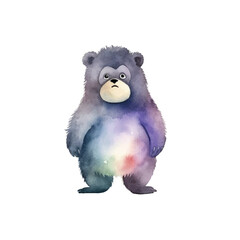 gorilla standing cute watercolors illustration on white background