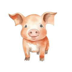 Fototapeta premium happy pig cute watercolors illustration on white background