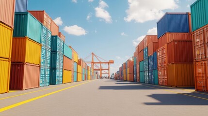 Fototapeta premium A hyper-realistic image of a cargo port with AI-powered tariff calculation systems