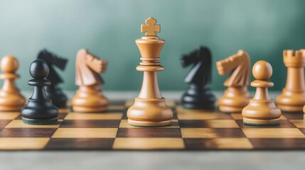 An artistic rendering of a chessboard with economic trade pieces symbolizing tariff strategies