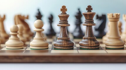 An artistic rendering of a chessboard with economic trade pieces symbolizing tariff strategies