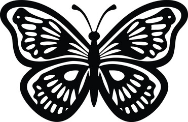 Butterfly Silhouette: A bold, graphic representation of a butterfly, its intricate wing patterns showcased in elegant silhouette against a striking contrast.