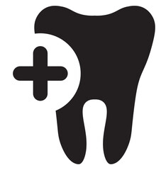 Dental Health Icon Featuring Tooth Silhouette with Medical Cross