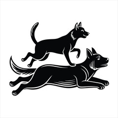 cat and dog silhouette vector style