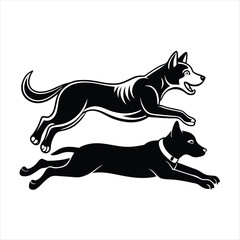 cat and dog silhouette vector style