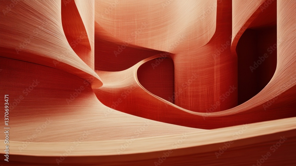 Poster abstract rendering depicting flowing organic forms in warm colors