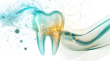 An abstract and symbolic representation of dental energetics, highlighting the flow of energy within the oral system and its impact on overall health