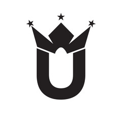 Letter U Crown Logo for Queen Sign, Beauty, Fashion, Elegant, Luxury Symbol. King Logo Sign