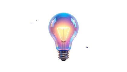 Holographic 3D light bulb icon png