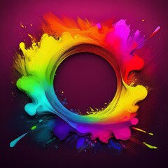 creative colorful border frame of rainbow paint splash abstract background; space for copy , graphic resource