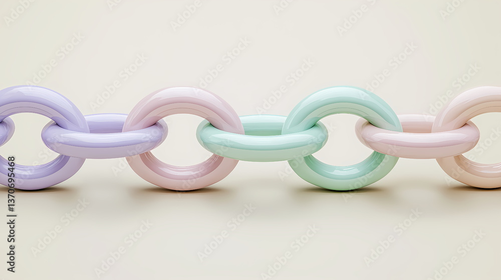 Fototapete pastel colored interlocking chain links representing connection and strength