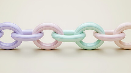 Pastel colored interlocking chain links representing connection and strength