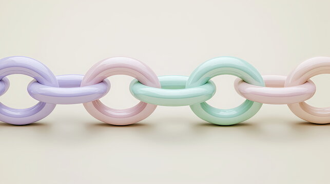 Pastel colored interlocking chain links representing connection and strength