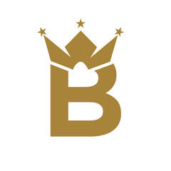Letter B Crown Logo for Queen Sign, Beauty, Fashion, Elegant, Luxury Symbol. King Logo Sign