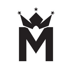 Letter M Crown Logo for Queen Sign, Beauty, Fashion, Elegant, Luxury Symbol. King Logo Sign