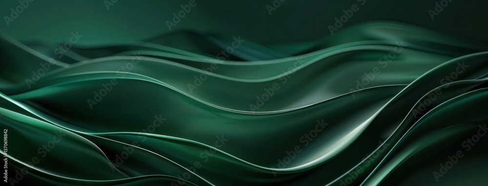 Canvas Prints dark green flow curve wave cloth fabric movement modern futuristic dynamic energy abstract illustrat