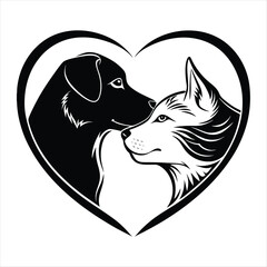 cat and dog silhouette vector style