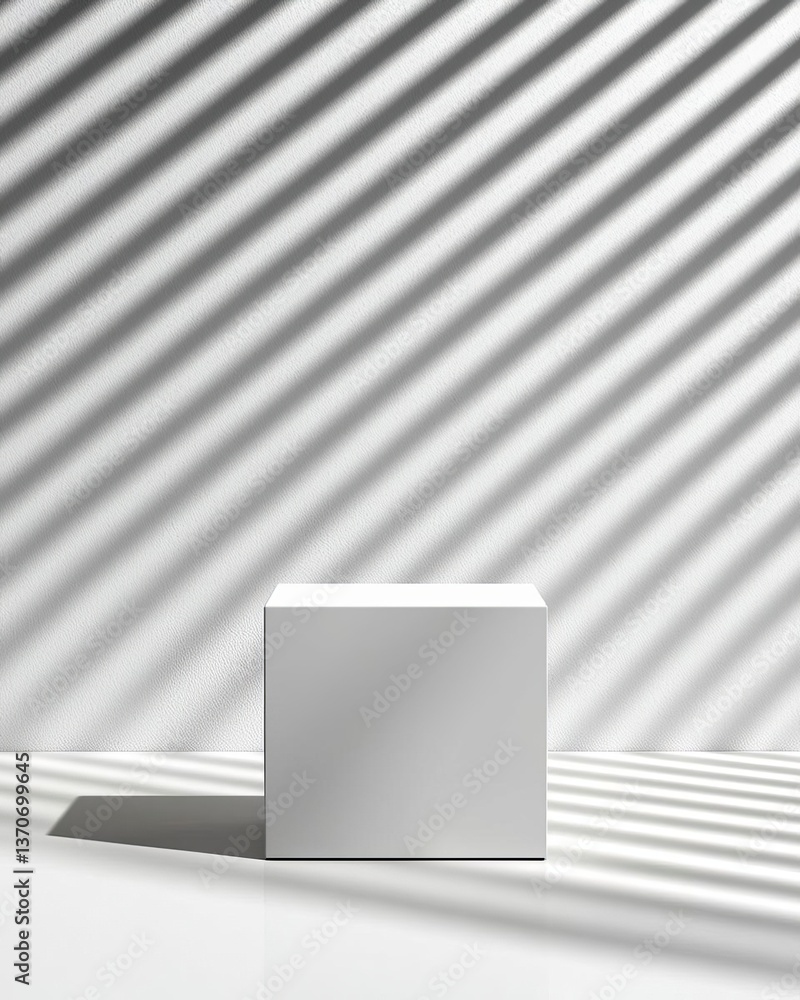 Aufkleber minimalistic design featuring a square pedestal in stunning light and shadow patterns.