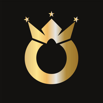 Letter O Crown Logo for Queen Sign, Beauty, Fashion, Elegant, Luxury Symbol. King Logo Sign
