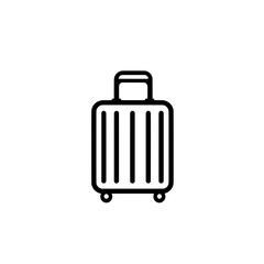 Simple Line Art of a Rolling Suitcase with Vertical Stripes and a Top Handle