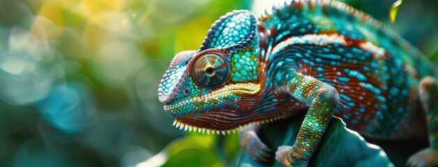 Chameleon close up sitting photo reptile wildlife colourful eye pet scale vibrant exotic portrait aesthetic.