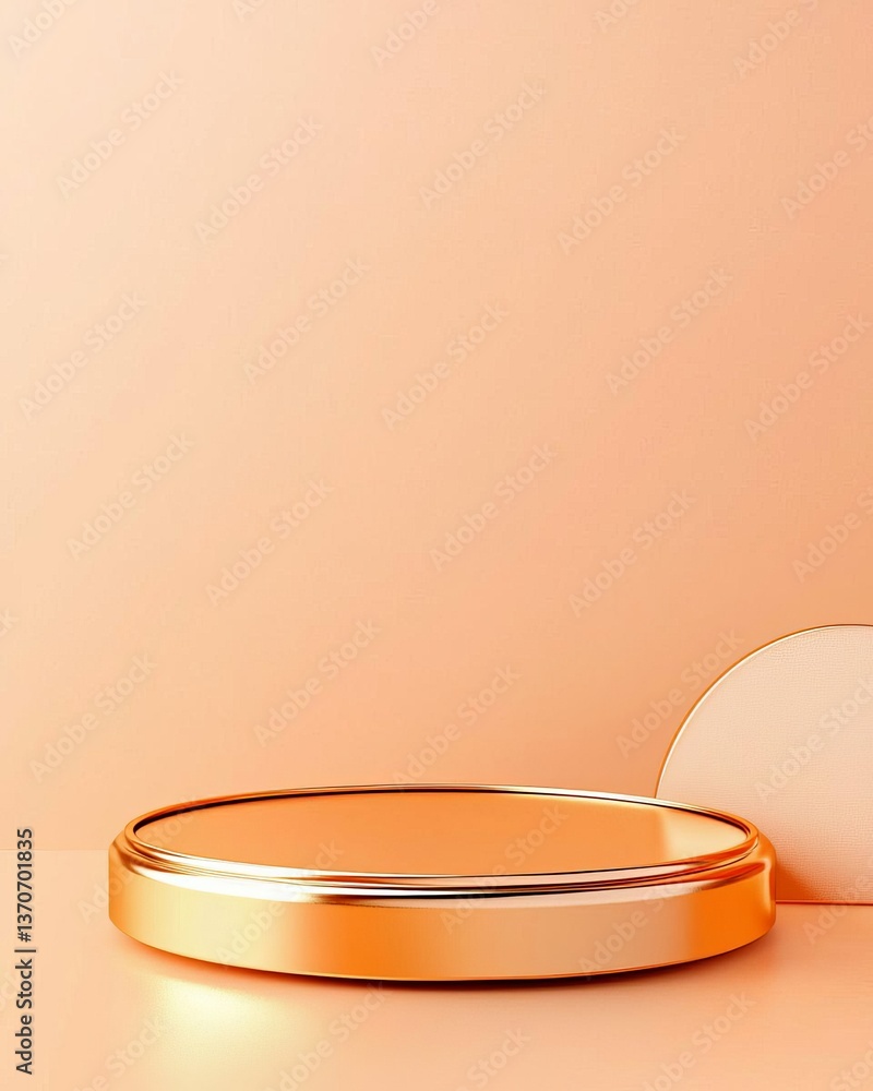 Poster sleek and modern product display with a warm color background and minimalistic design.