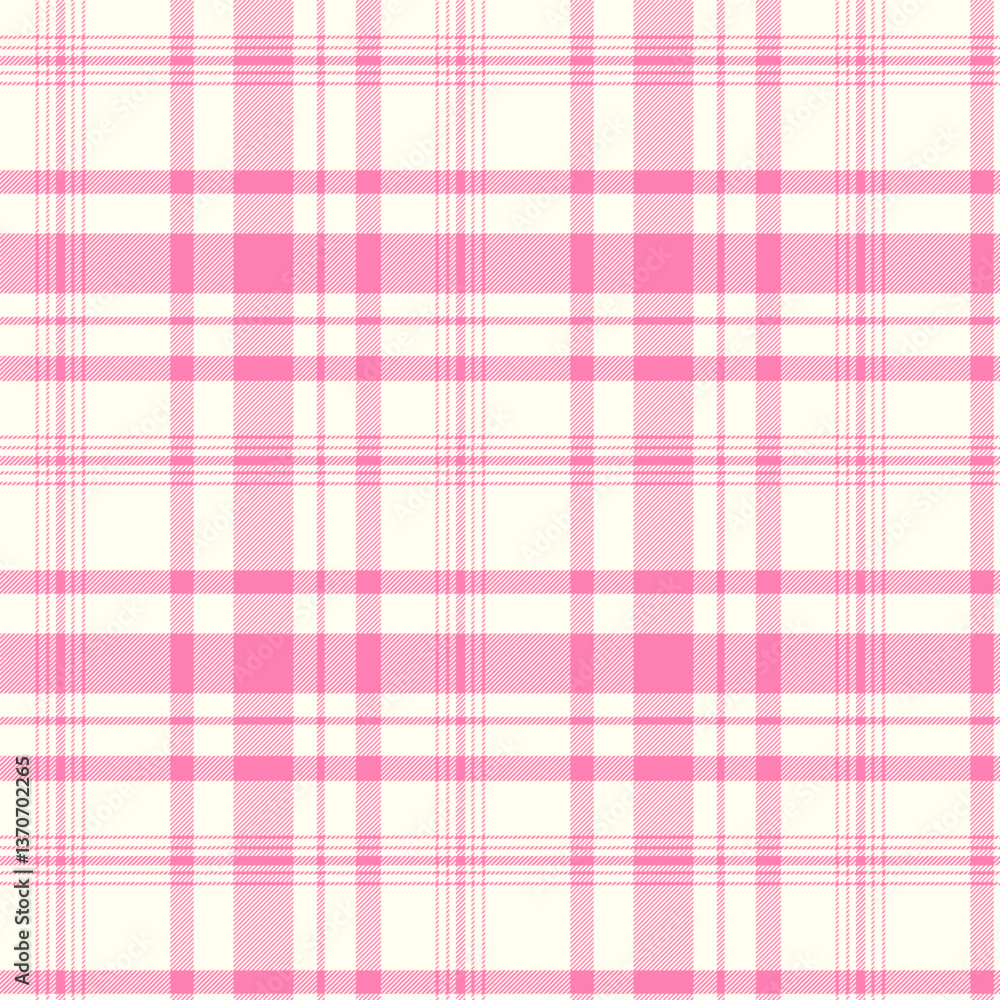 Sticker plaid with twill weave repeat pattern in pink and white.gingham seamless pattern with stripes.checke