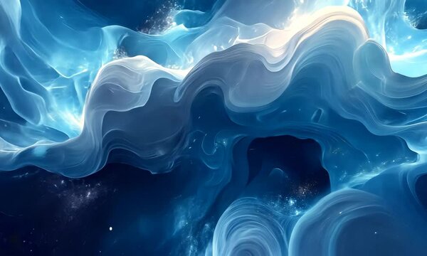 Abstract animation of cosmic smoke with nebula and stars, fantasy background video