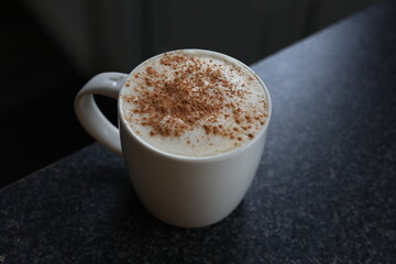 cup of cappuccino with chocolate