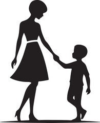 silhouette of a mother and daughter