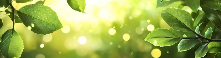 Fototapeta premium Abstract green nature background with blurred organic leaf textures and abundant creative copy space