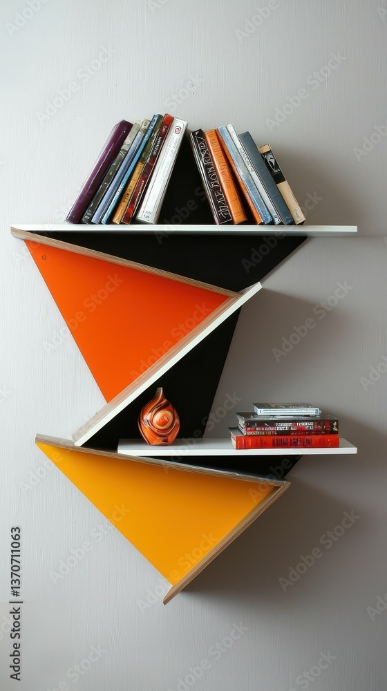 Aufkleber modern geometric shelves with sharp angles in dynamic arrangement