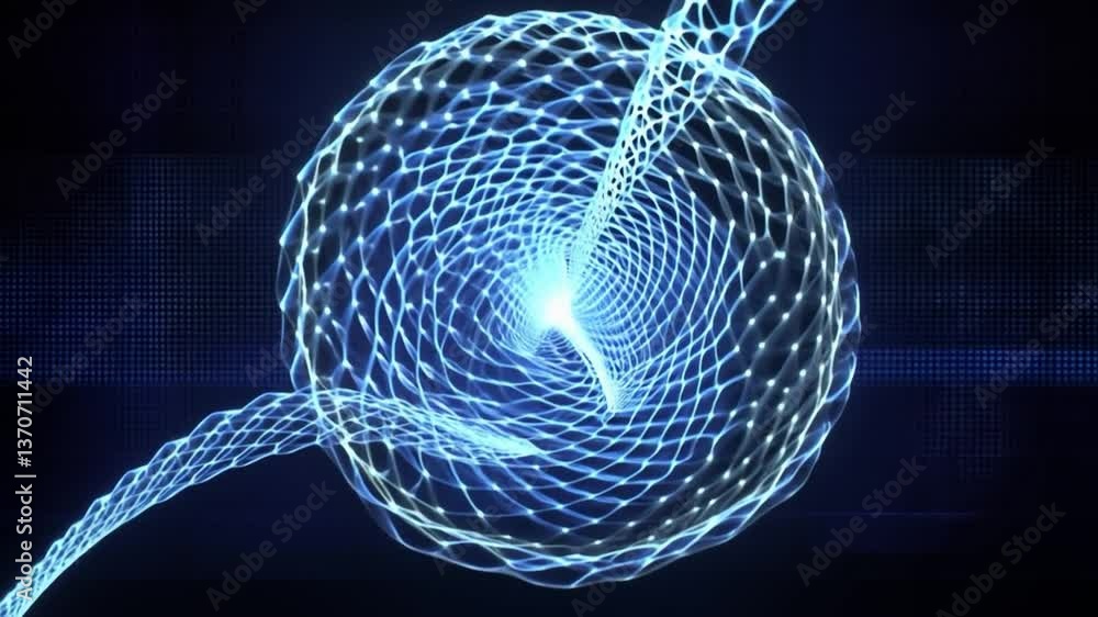 Poster evolving glowing abstract neural network fractal that constantly reconfigures itself