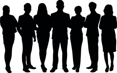 Silhouette of Synergy and Diversity. A Male Executive Leader with Managers and Employees