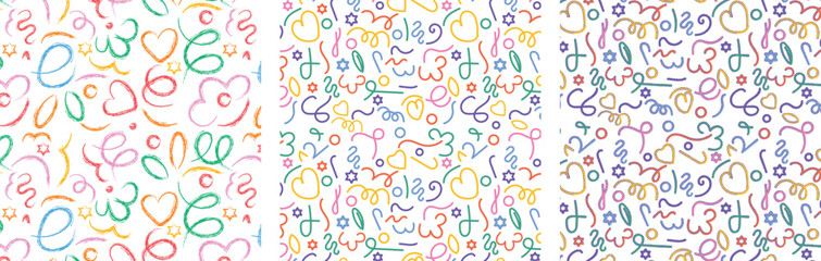 Fun Retro style colorful Gradient doodle seamless pattern. Creative wavy lines minimalist style art background for children or trendy design with basic shapes. Colorful Fluid Wave Squiggly Pattern.