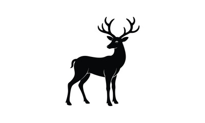 Fototapeta premium Stately Deer with Antlers Silhouette
