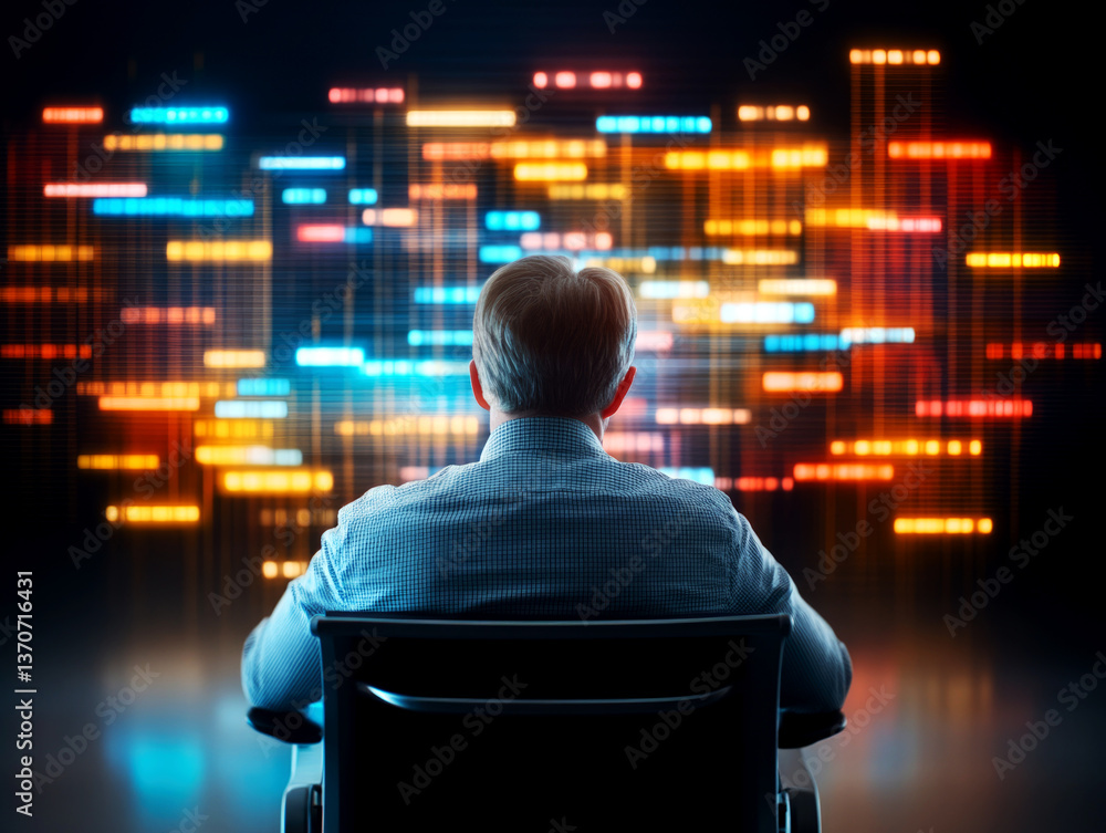 Poster analyzing data-driven strategy for business growth office digital visualization modern workspace str