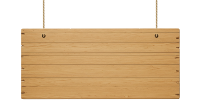 Isolated Empty Wooden Hanging Sign