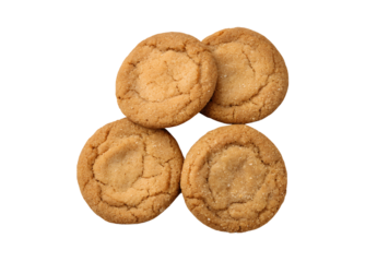 Brown butter sugar cookies isolated on a white background. Transparent PNG cutout for graphic design artwork mockups and templates