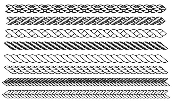 set of rope pattern line design, vector illustration isolated on white background.